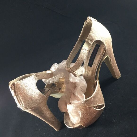 Vintage Material Girl glitter blush Platform Heels - Picture 1 of 8